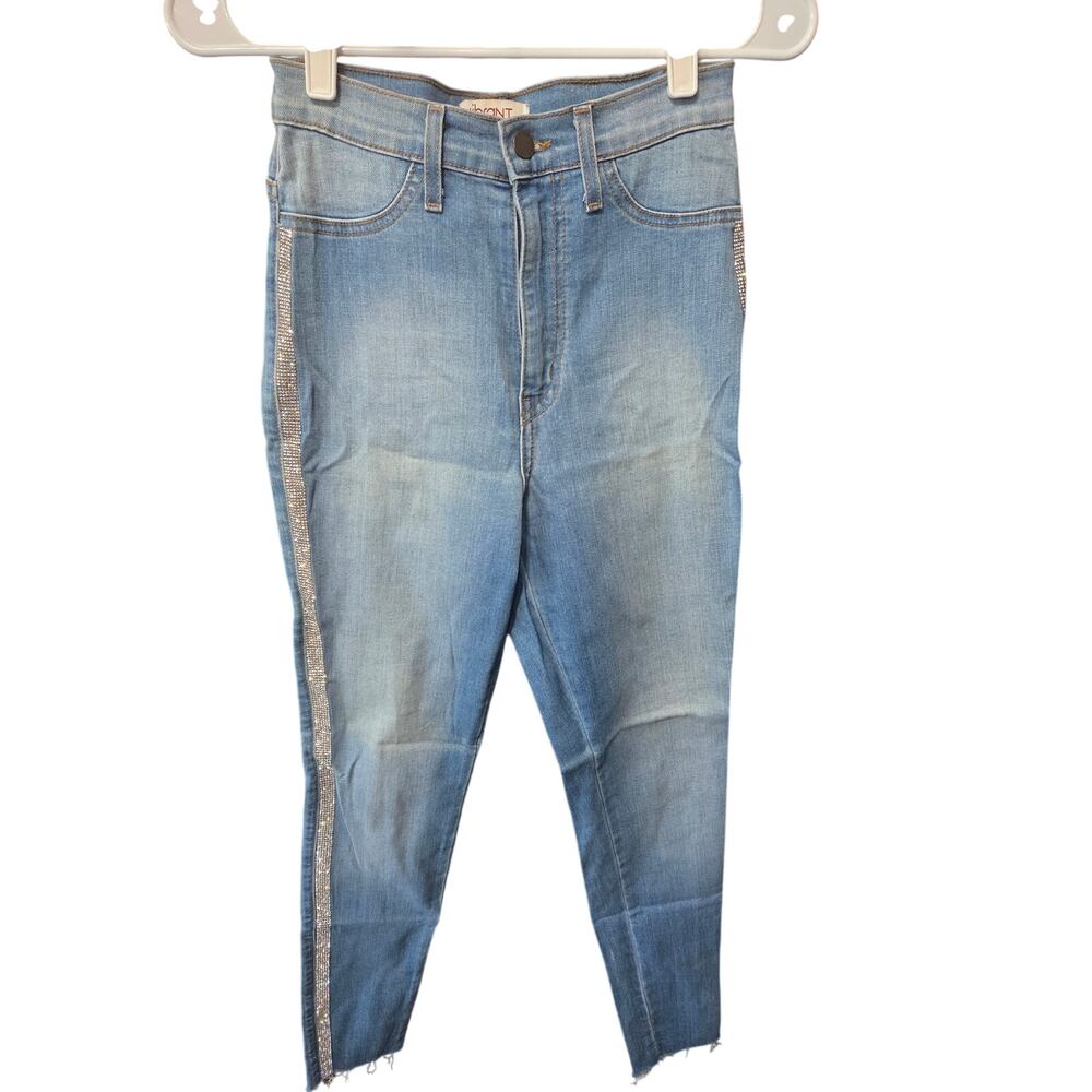 Light Wash High Rise Skinny Jeans w/ Sparkle Detail - Vibrant MIU - 5